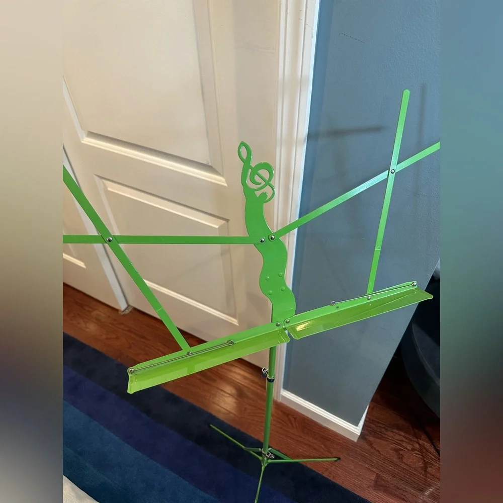 Deluxe Aluminum Collapsible Music Stand with Adjustable Tray, Lime Green